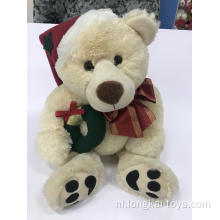 Pluche teddybeer romige kerst